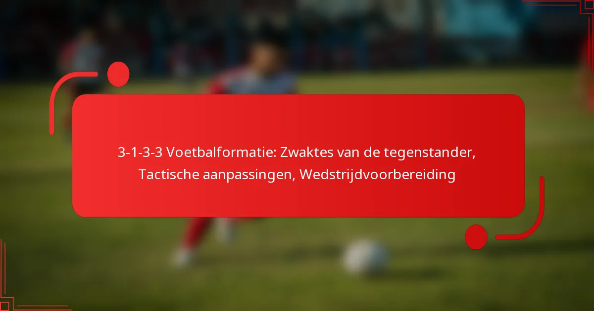 3-1-3-3 Voetbalformatie: Zwaktes van de tegenstander, Tactische aanpassingen, Wedstrijdvoorbereiding